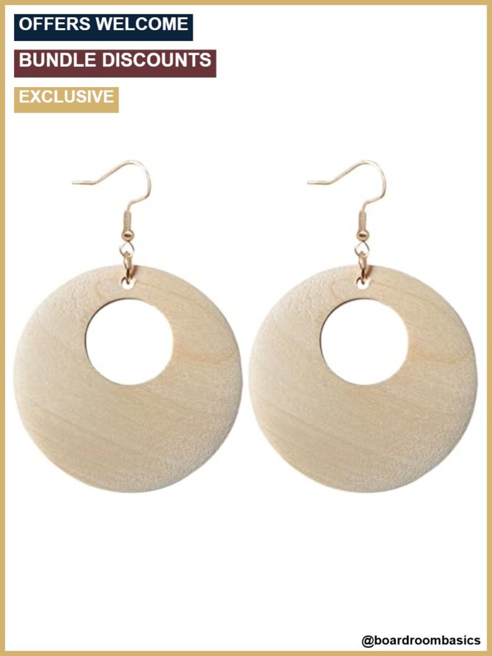 Bohemian Natural Wooden Dangle Drop Earrings Lightweight Vintage African Ethnic